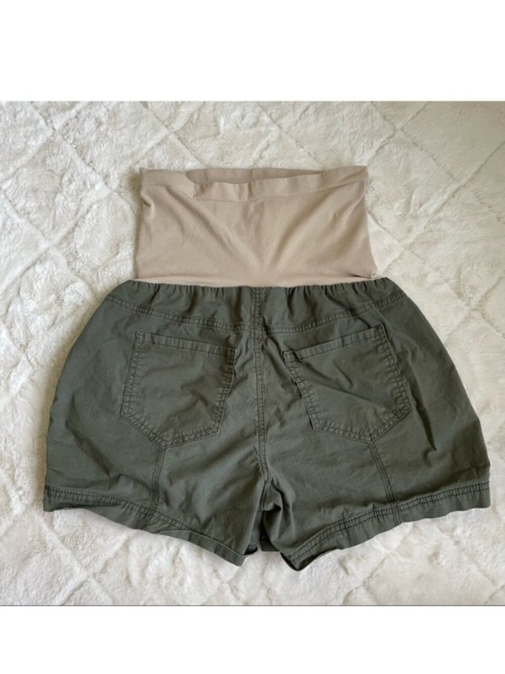 Motherhood Maternity | Olive Green Cargo Shorts With Panel | Size Small - Picture 3 of 9